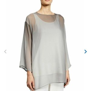 EILEEN FISHER Watercolor Sheer Silk Tunic